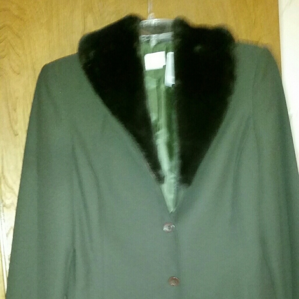 Business pants suit. Olive green